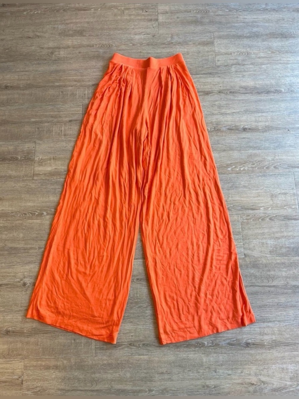 Women’s Orange Self-Double Layer Wide Leg Pants Small - Picture 2 of 4